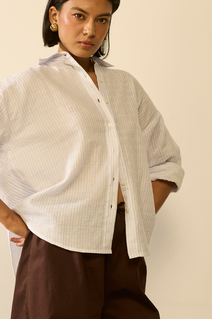 Martina Oversized Shirt : Air White
