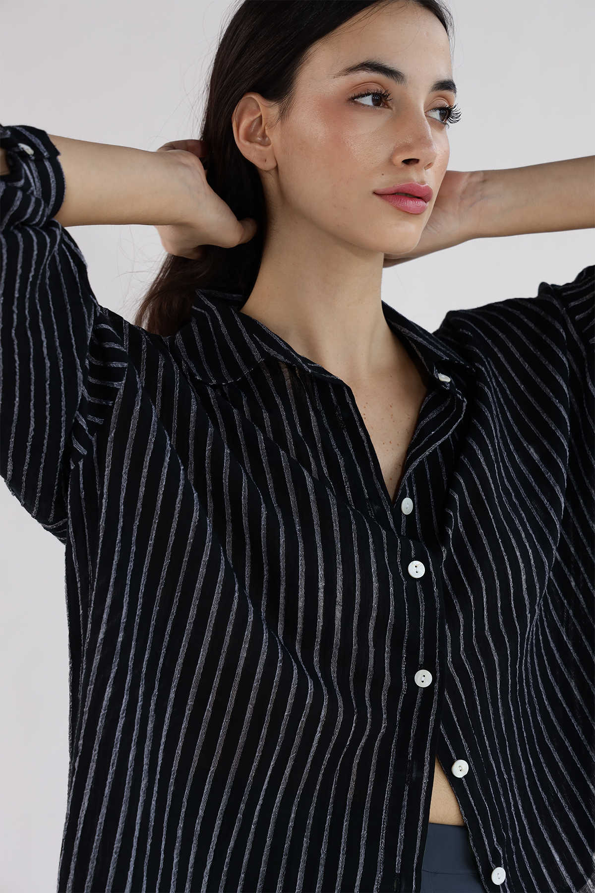 Martina Oversized Shirt : Black Stripes