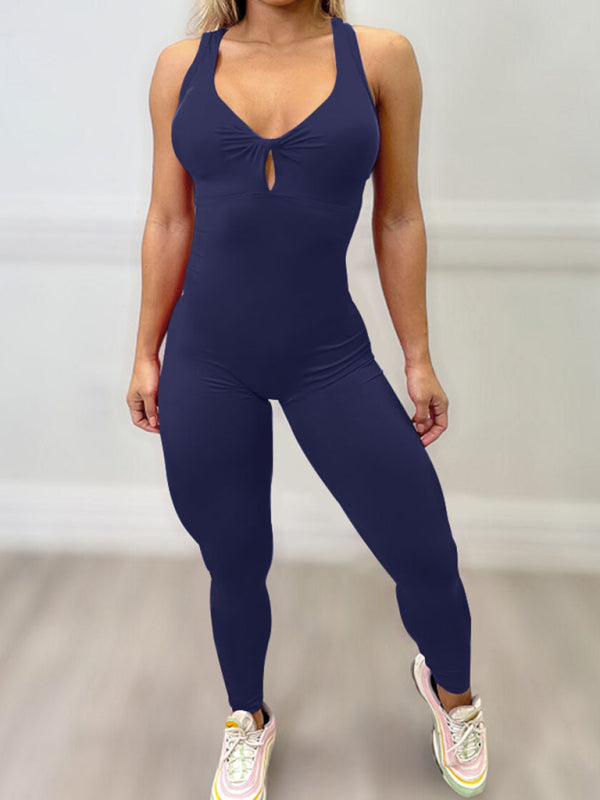Womens Sexy Criss Cross Backless Fitness Jumpsuit SIZE S-XL