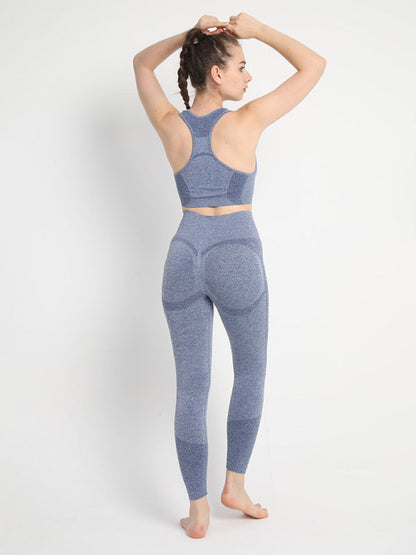 Womens Seamless Two piece Racerback Bra Vest Set SIZE S-L