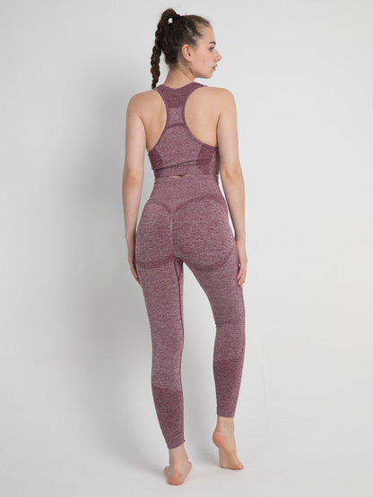 Womens Seamless Two piece Racerback Bra Vest Set SIZE S-L