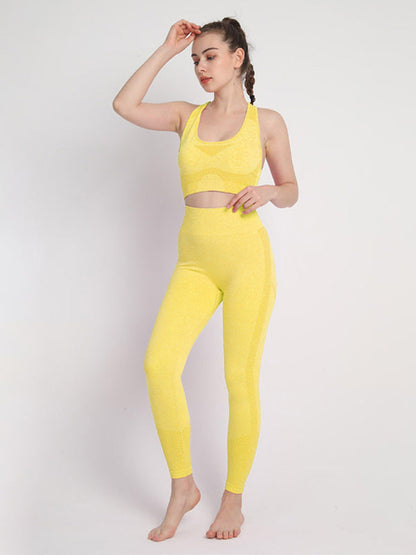 Womens Seamless Two piece Racerback Bra Vest Set SIZE S-L